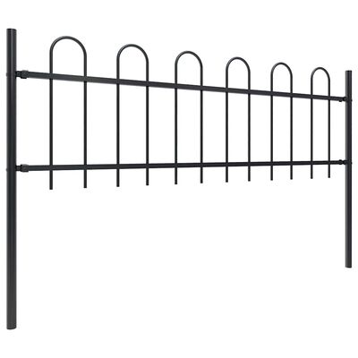 vidaXL Garden Fence with Hoop Top Steel 1.8 m Black