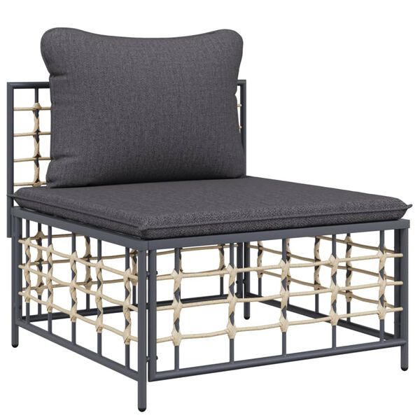 vidaXL 8 Piece Garden Lounge Set with Cushions Anthracite Poly Rattan