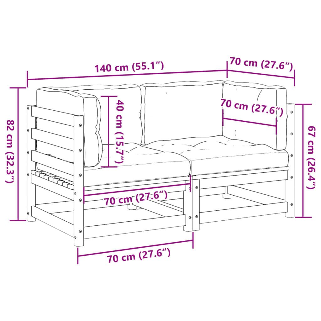 vidaXL 2 Piece Garden Sofa Set with Cushions Solid Wood Pine