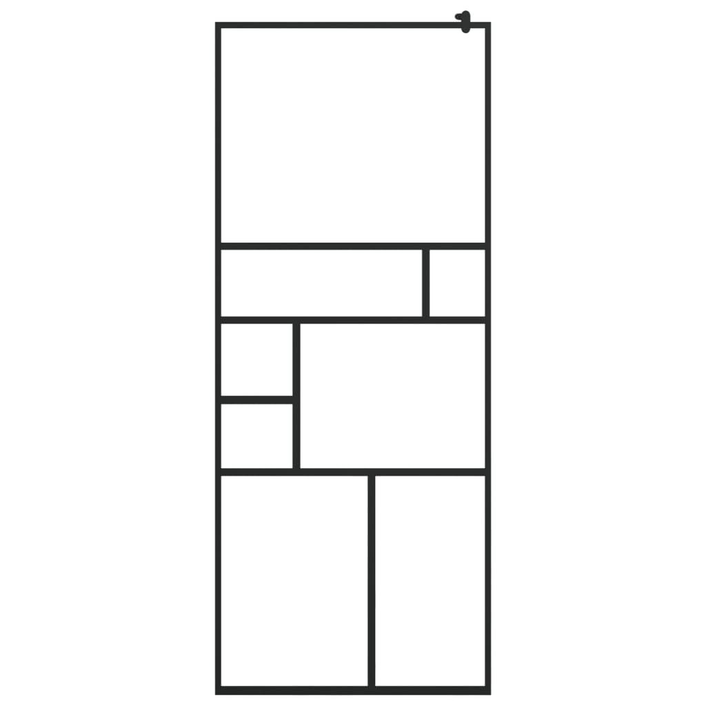 vidaXL Walk-in Shower Wall with Shelf Black 80x195 cm ESG Glass&Aluminium