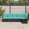 vidaXL Garden Sofa Set with Cushion 6 pcs Black Poly Rattan