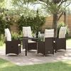 vidaXL Garden Dining Set with Cushion 5 pcs Brown Poly Rattan