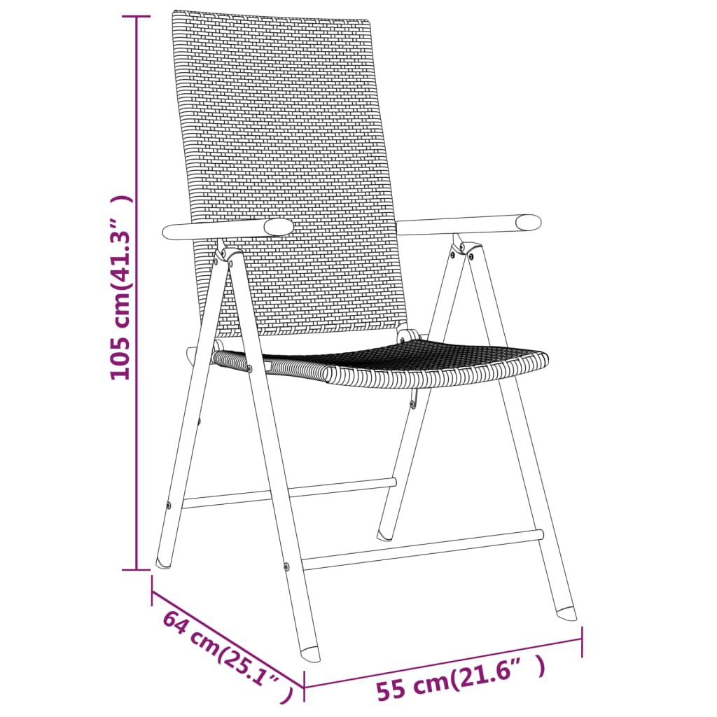 vidaXL 3 Piece Garden Dining Set Black
