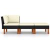 vidaXL 3 Piece Garden Lounge Set Poly Rattan and Solid Eucalyptus Wood