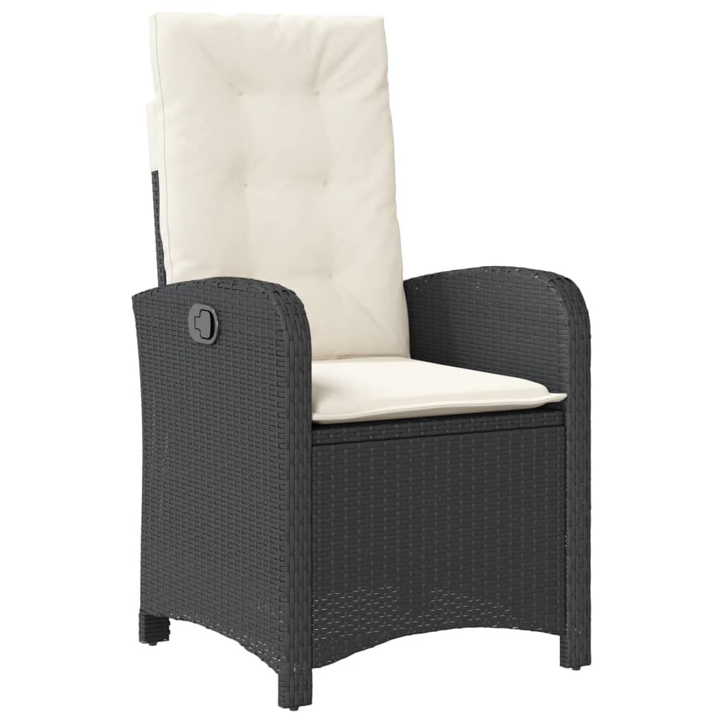 vidaXL 5 Piece Garden Dining Set with Cushions Black Poly Rattan