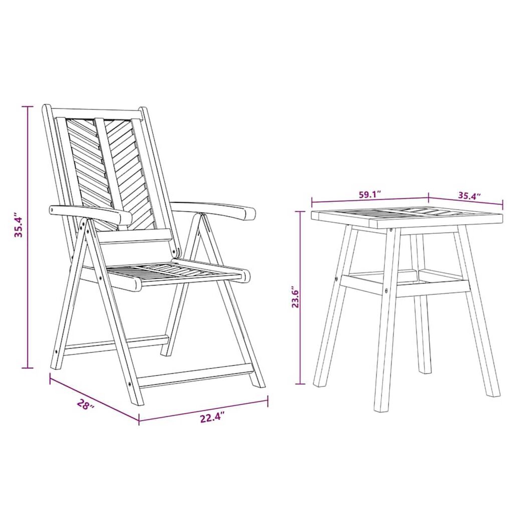 vidaXL Garden Bistro Set 3 pcs Brown Solid acacia wood