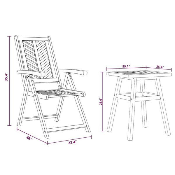 vidaXL Garden Bistro Set 3 pcs Brown Solid acacia wood
