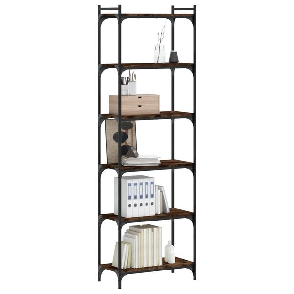 vidaXL Bookcase 6-Tier Smoked Oak 60x30x188 cm Engineered Wood