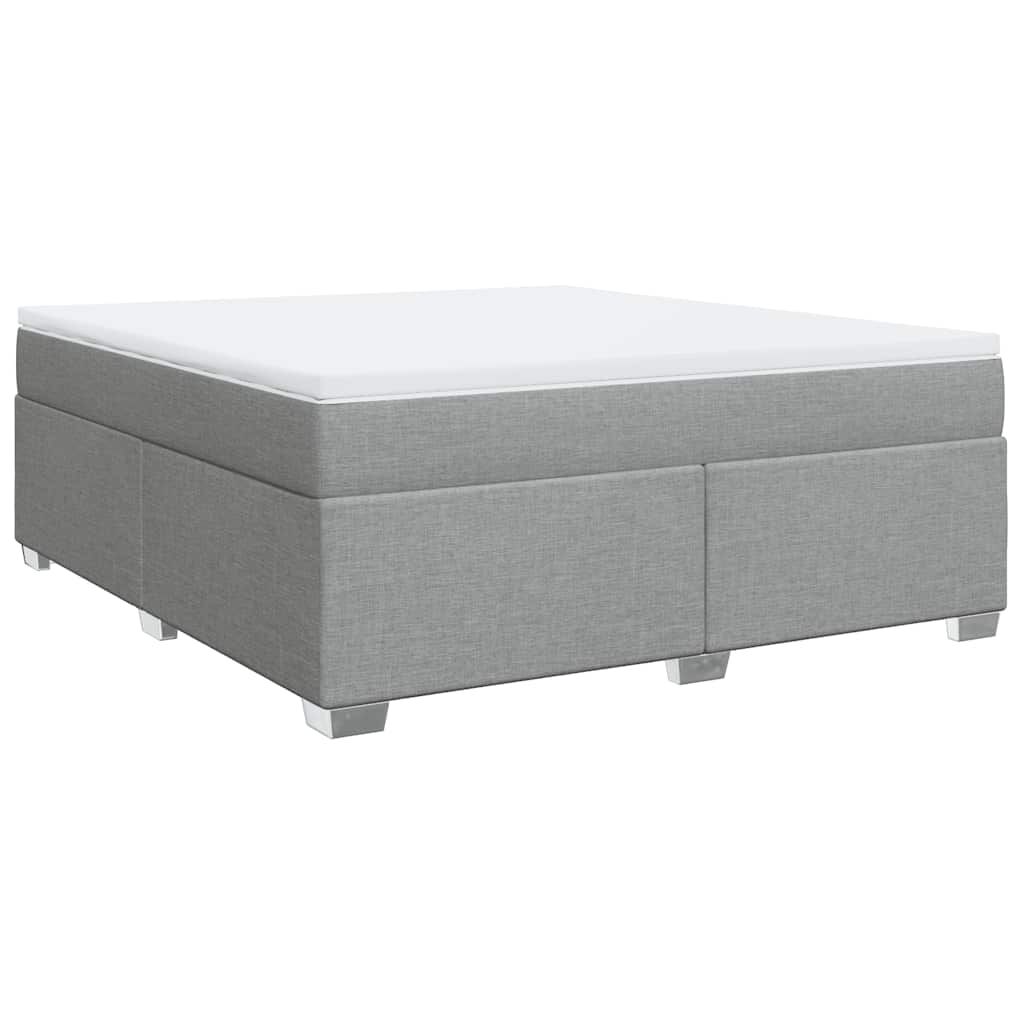 vidaXL Box Spring Bed with Mattress Light Grey King Fabric