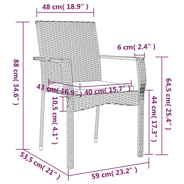 vidaXL 7 Piece Garden Dining Set with Cushions Grey Poly Rattan