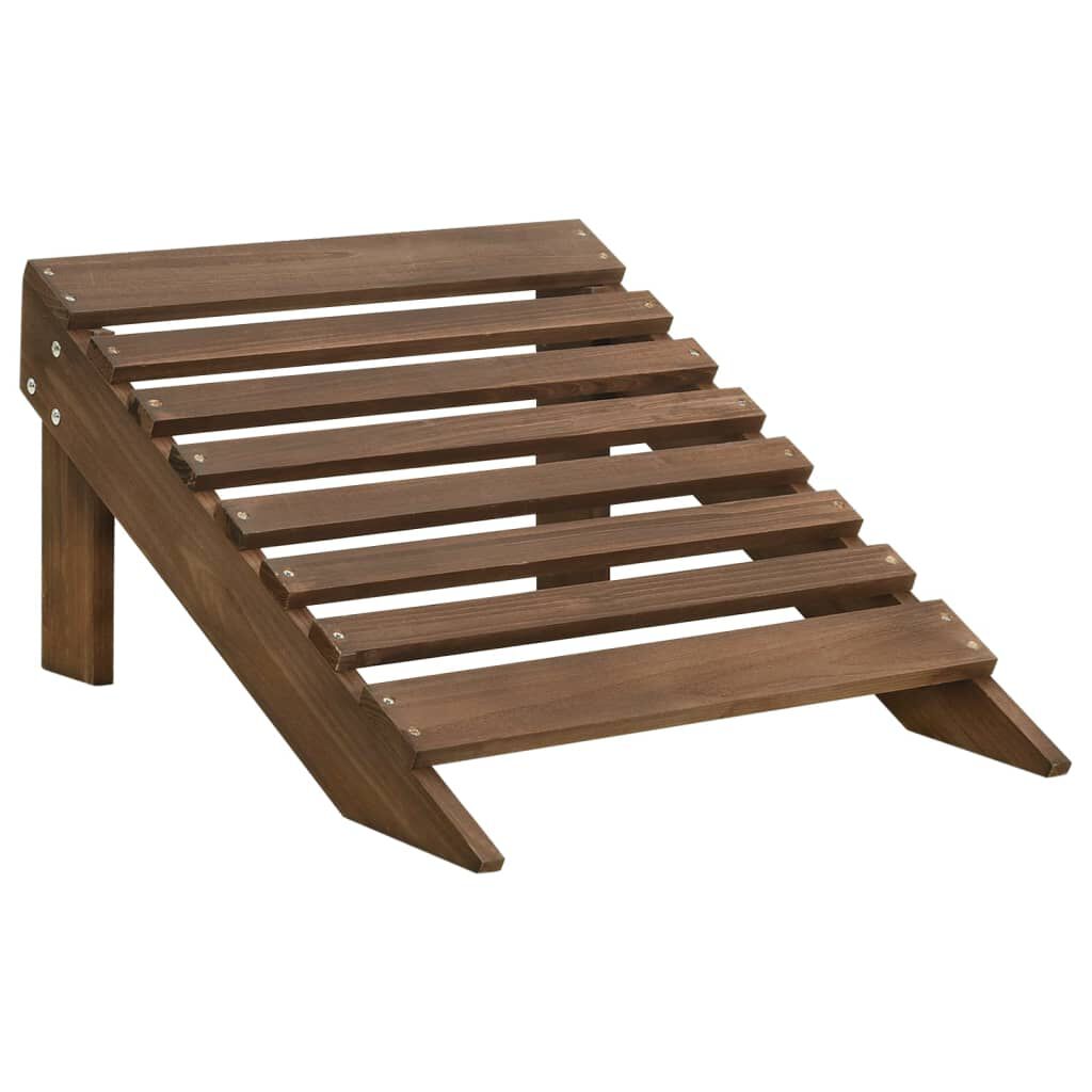 vidaXL Garden Adirondack Chair with Ottoman&Table Solid Fir Wood Brown