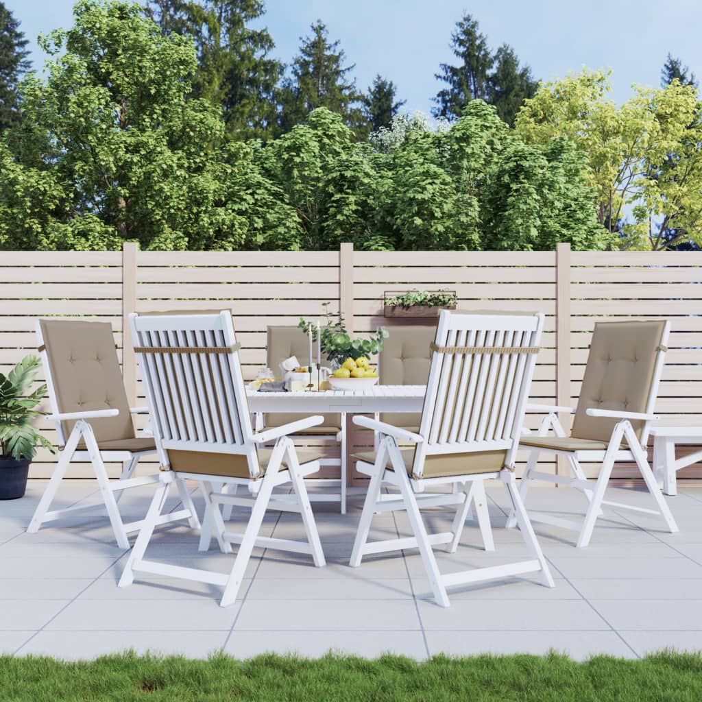 vidaXL Garden Highback Chair Cushions 6 pcs Taupe 120x50x3 cm Fabric