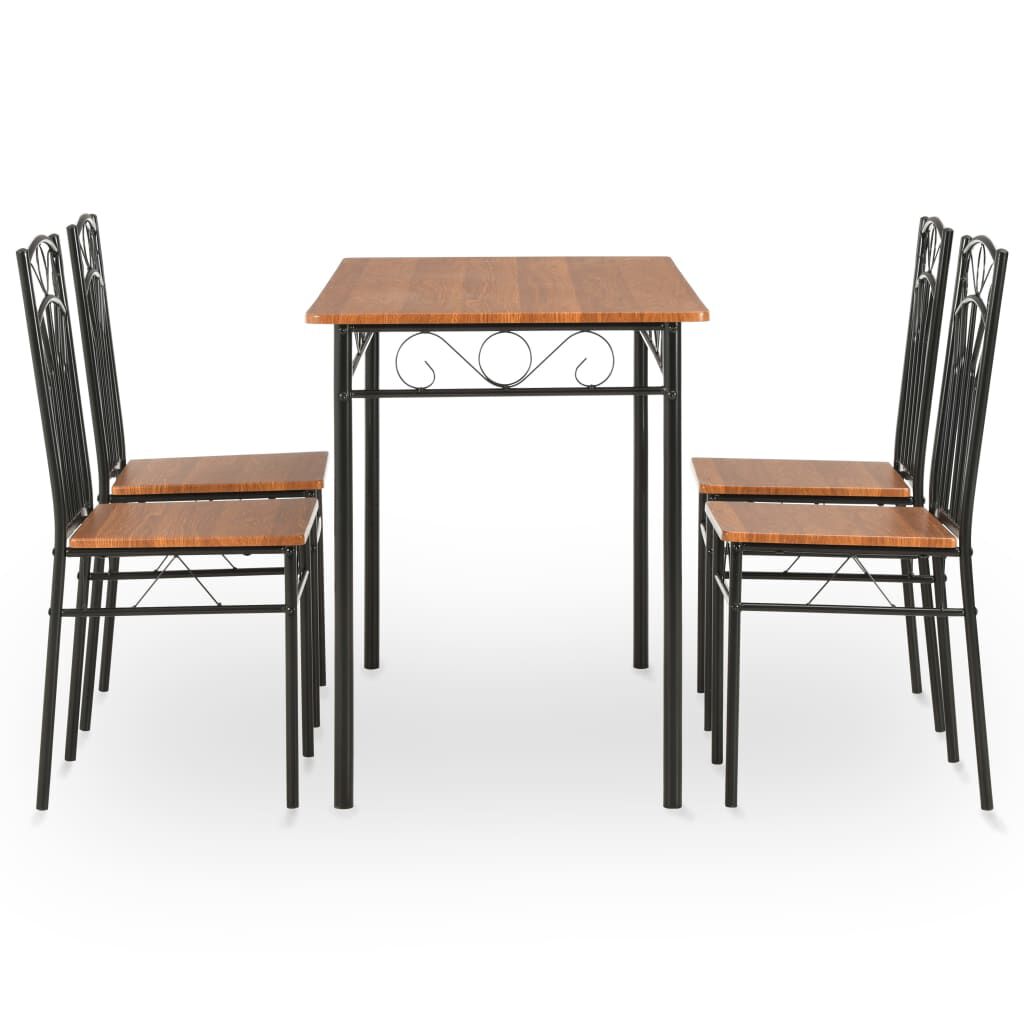 vidaXL 5 Piece Dining Set MDF and Steel Brown