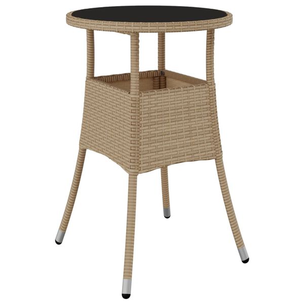 vidaXL 3 Piece Garden Bistro Set with Cushions Beige Poly Rattan