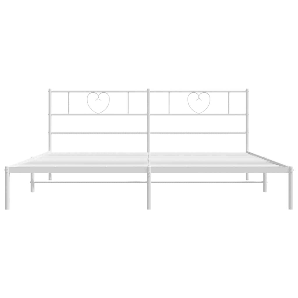 vidaXL Metal Bed Frame without Mattress with Headboard White 193x203cm