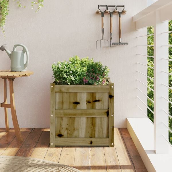vidaXL Garden Planter 50x50x50 cm Impregnated Wood Pine