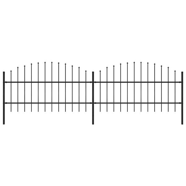 vidaXL Garden Fence with Spear Top Steel 359x100 cm Black