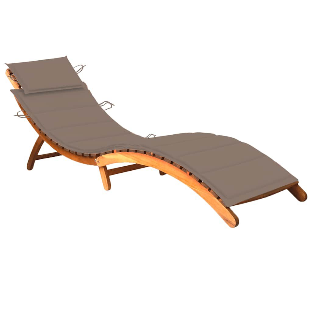 vidaXL Garden Sun Lounger with Cushion Solid Acacia Wood