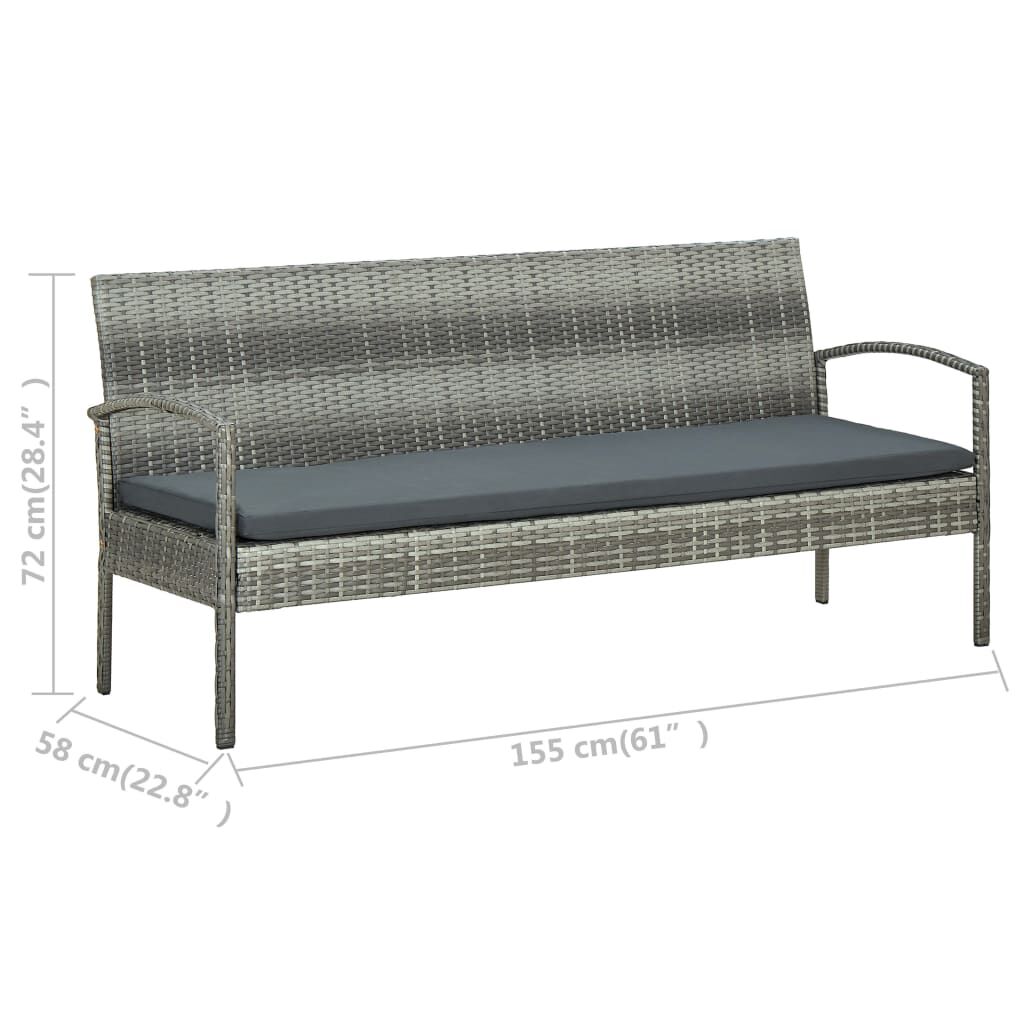 vidaXL 5 Piece Garden Lounge Set with Cushions Poly Rattan Grey