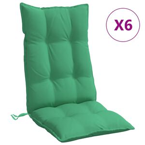 vidaXL Highback Chair Cushions 6 pcs Green Oxford Fabric