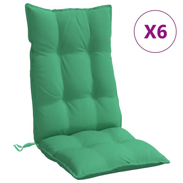 vidaXL Highback Chair Cushions 6 pcs Green Oxford Fabric