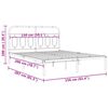 vidaXL Metal Bed Frame without Mattress with Headboard Black 150x200cm
