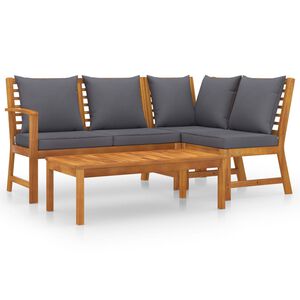 vidaXL 4 Piece Garden Lounge Set with Cushion Solid Acacia Wood