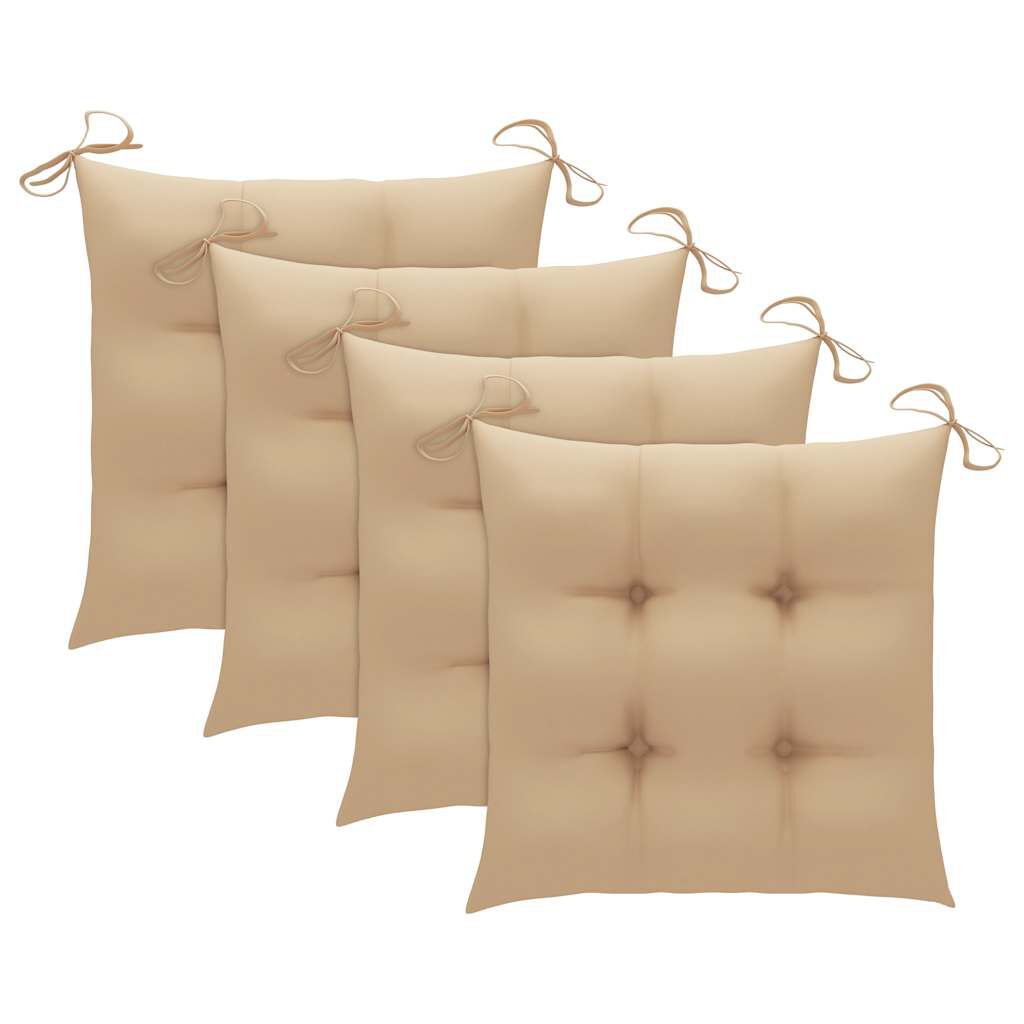 vidaXL Garden Chairs with Beige Cushions 3 pcs Solid Teak Wood