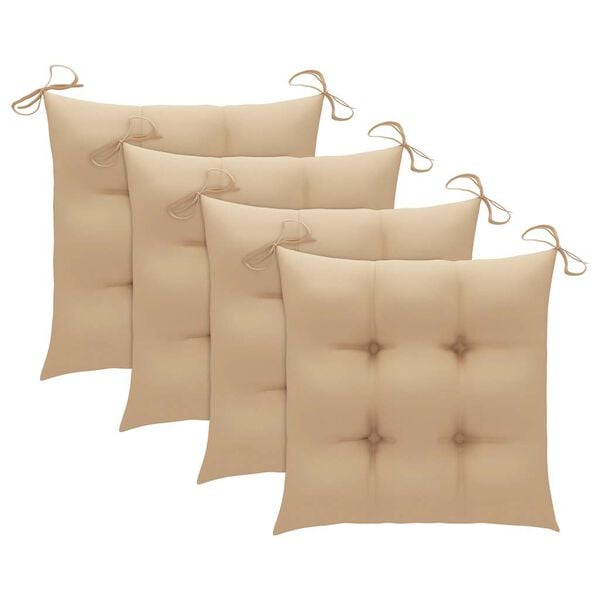 vidaXL Garden Chairs with Beige Cushions 3 pcs Solid Teak Wood