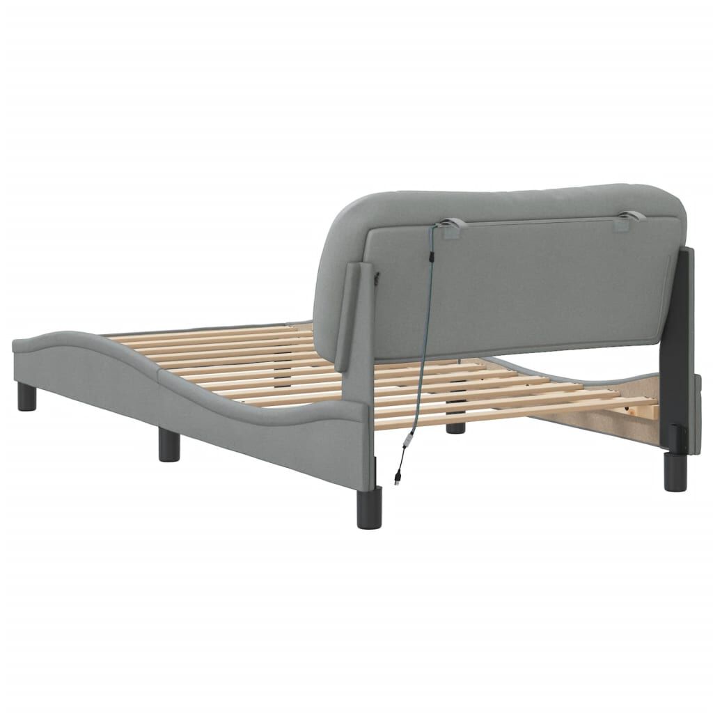 vidaXL Bed Frame with LED without Mattress Light Grey 100x190 cm Fabric