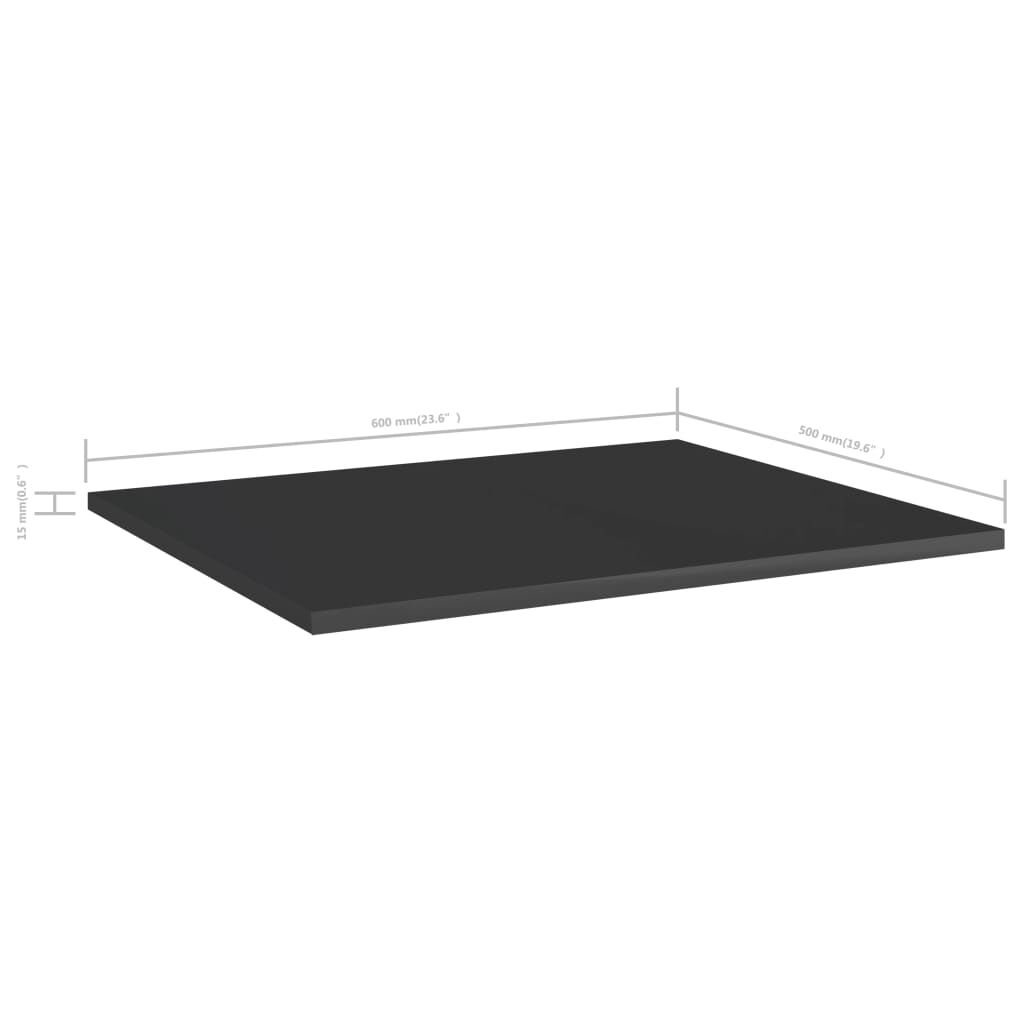 vidaXL Bookshelf Boards 8 pcs High Gloss Black 60x50x1.5 cm Engineered Wood