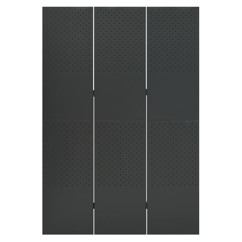 vidaXL 3-Panel Room Divider Anthracite 120x180 cm Steel