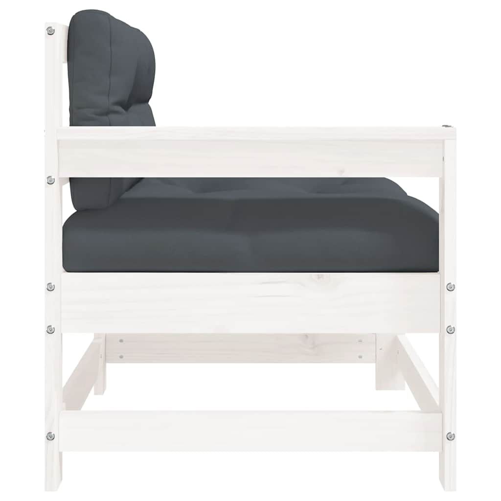 vidaXL Garden Chairs with Cushions 2 pcs White Solid Wood Pine