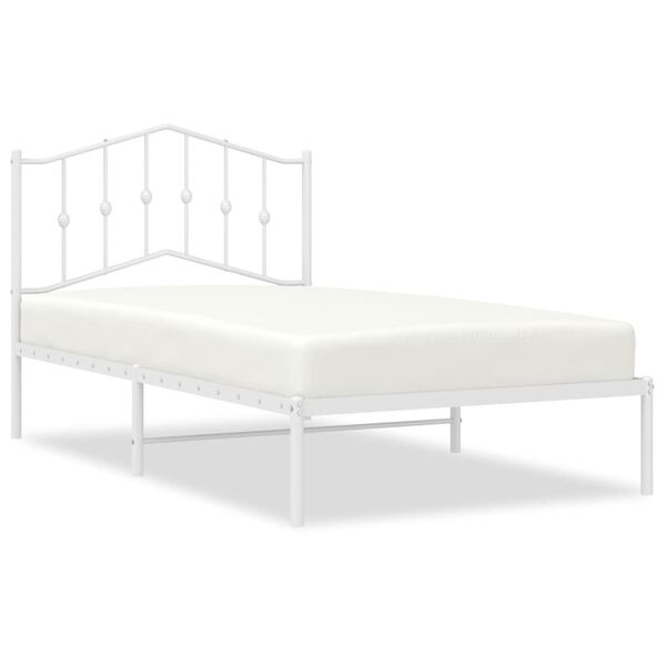 vidaXL Metal Bed Frame without Mattress with Headboard White 100x190cm