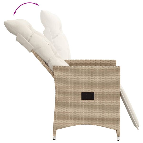 vidaXL 3 Piece Bistro Set with Cushions Beige Poly Rattan