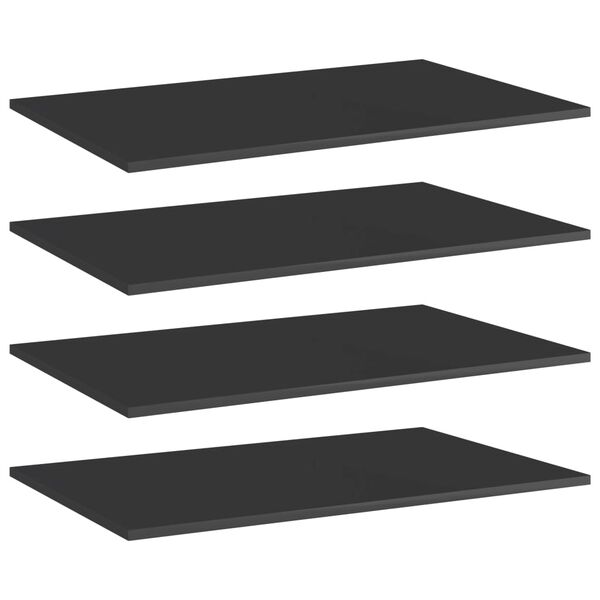 vidaXL Bookshelf Boards 4 pcs High Gloss Black 80x50x1.5 cm Engineered Wood