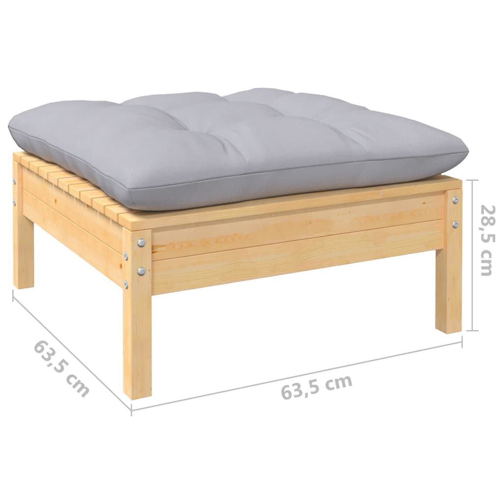 vidaXL 14 Piece Garden Lounge Set with Grey Cushions Pinewood