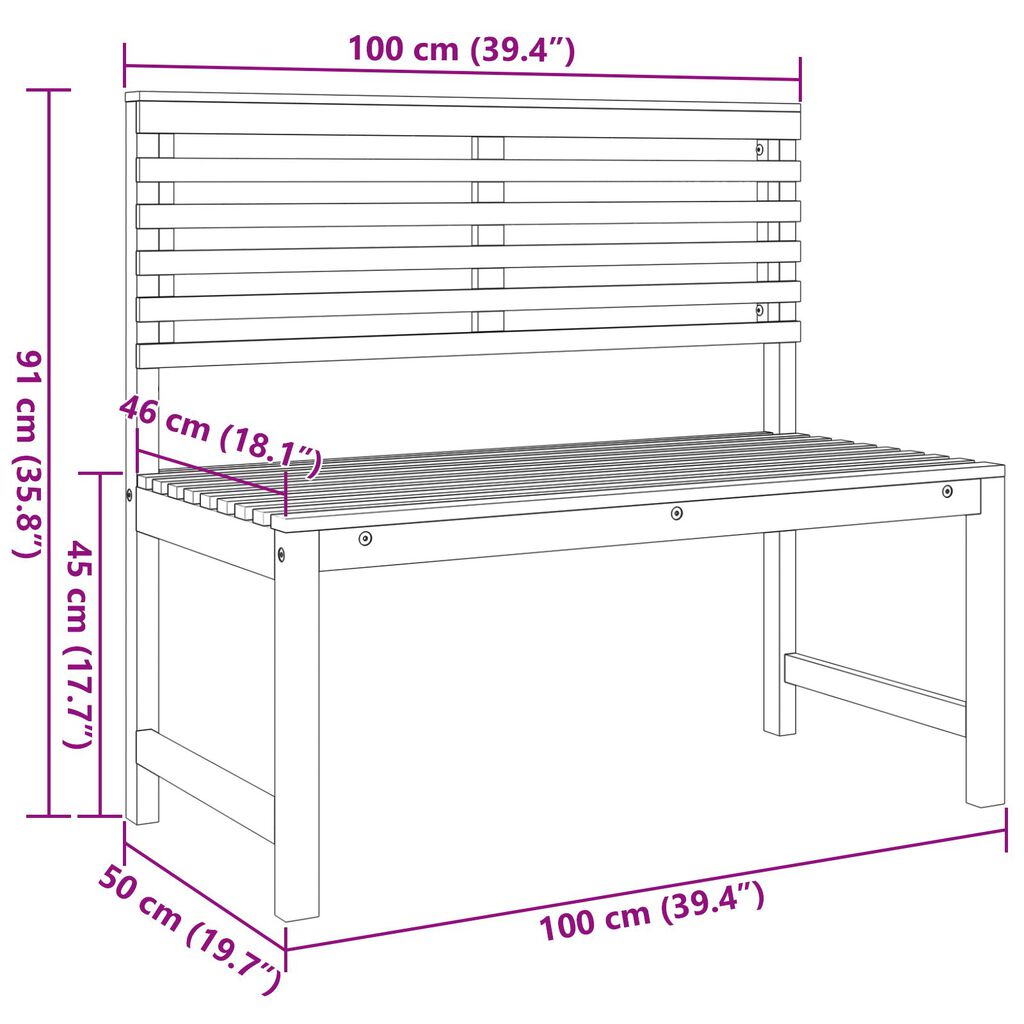 vidaXL 3-Piece Garden Bench Set - Solid Acacia Wood