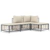 vidaXL 4 Piece Garden Lounge Set with Cushions Anthracite Poly Rattan