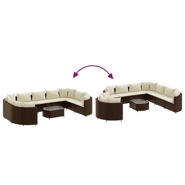 vidaXL 10 Piece Garden Sofa Set with Cushions Brown Poly Rattan