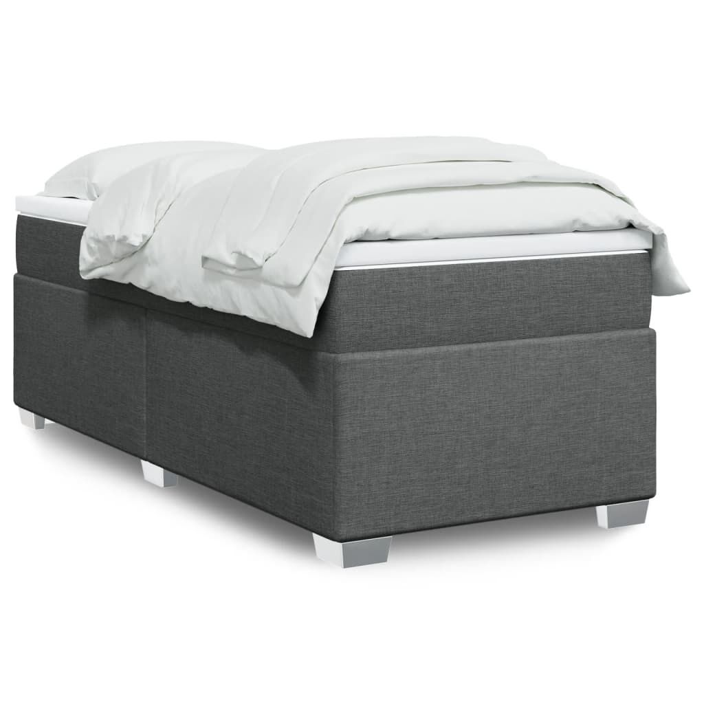 vidaXL Box Spring Bed with Mattress Dark Grey Twin XL Fabric