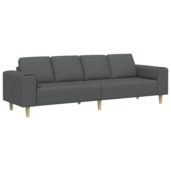 vidaXL Living Room Couch Dark Grey 250 x 77 x 76 cm Polyester