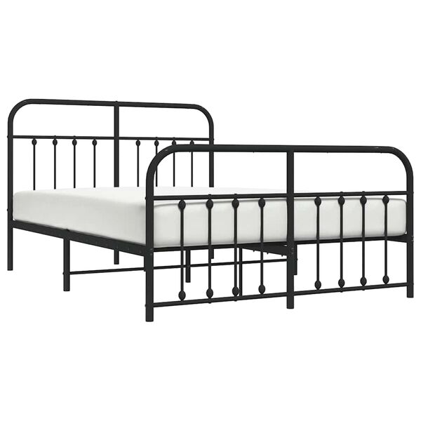 vidaXL Metal Bed Frame without Mattress with Footboard Black 135x190cm