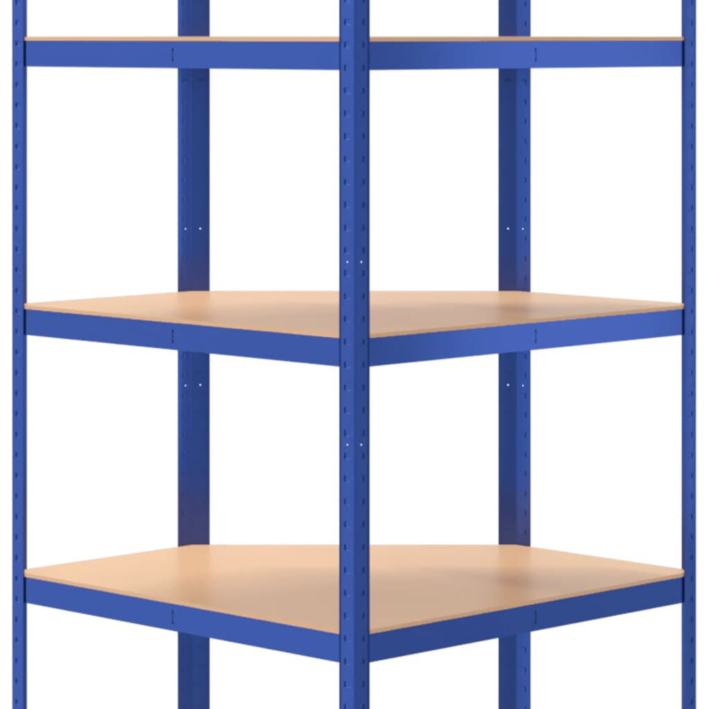 vidaXL 5-Layer Shelves 2 pcs Blue Steel&Engineered Wood