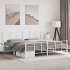 vidaXL Metal Bed Frame without Mattress with Footboard White 193x203cm