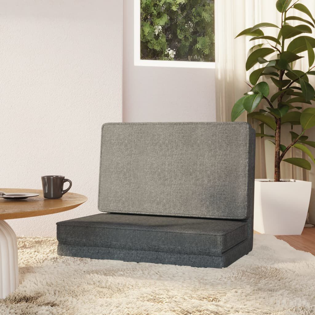 vidaXL Folding Floor Chair Light Grey Fabric