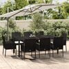 vidaXL 9 Piece Garden Dining Set with Cushions Black Poly Rattan
