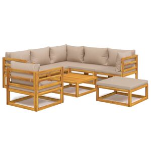 vidaXL 8 Piece Garden Lounge Set with Taupe Cushions Solid Wood