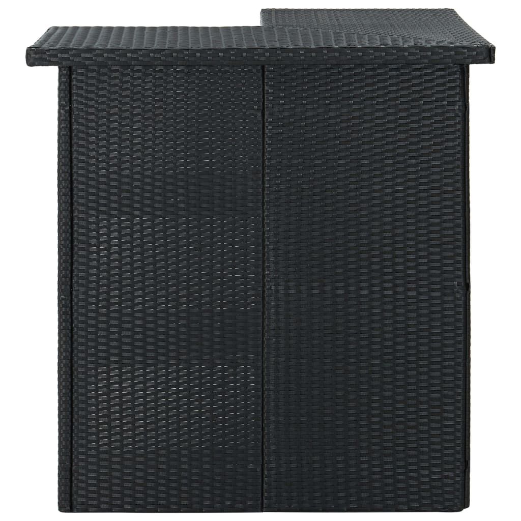vidaXL Corner Bar Table Black 100x50x105 cm Poly Rattan