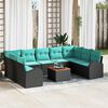 vidaXL Garden Sofa Set 10 pcs Black and turquoise